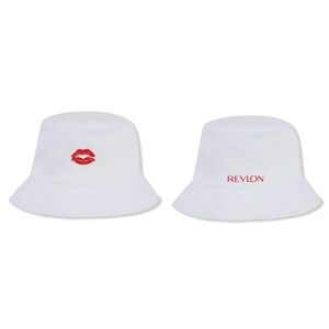 Revlon Kiss Red Lips White Bucket Hat